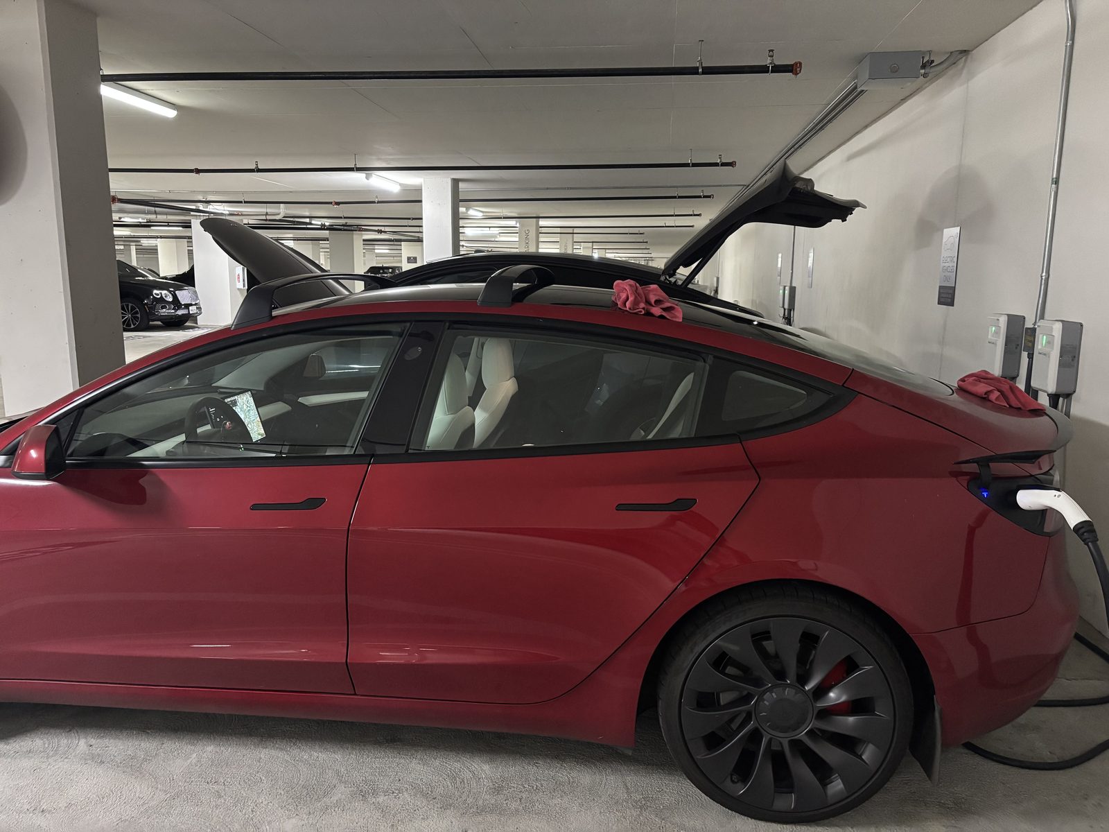 Tesla Model 3 with full ceramic window tint parked in San Diego — SDG&E EV-TOU rate optimization