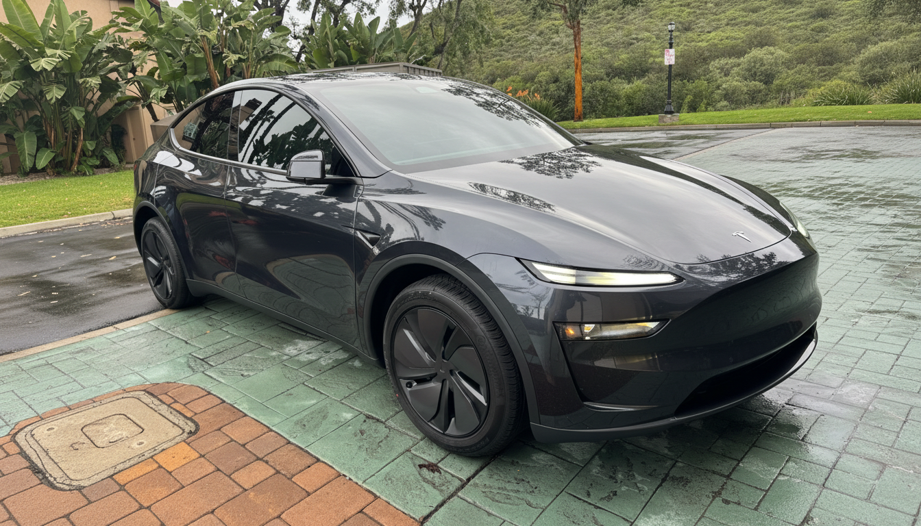 Tesla Model Y with ceramic window tint in Irvine tech corridor Orange County