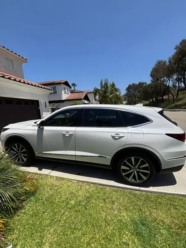 2026 Acura MDX driver side profile after ceramic window tint install — Carlsbad mobile service