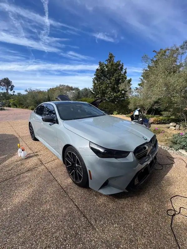 BMW M5 front three-quarter view with ceramic window tint — BestAutoTechs San Diego