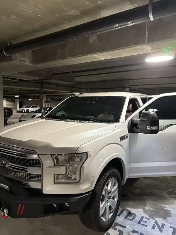 Ford F-150 Platinum rear quarter view with HiTek ceramic IR window tint — San Diego mobile window tinting