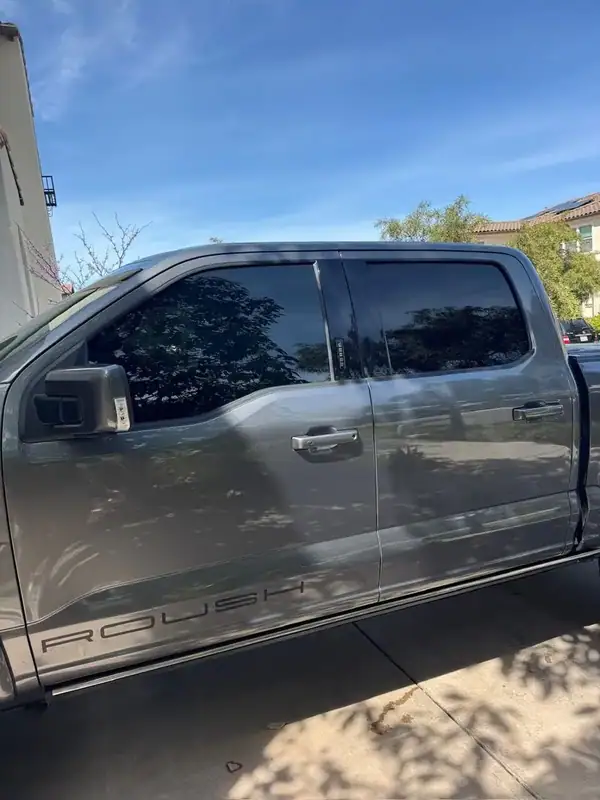 Ford F-150 Roush Edition driver and rear door windows with ceramic window tint — BestAutoTechs San Diego