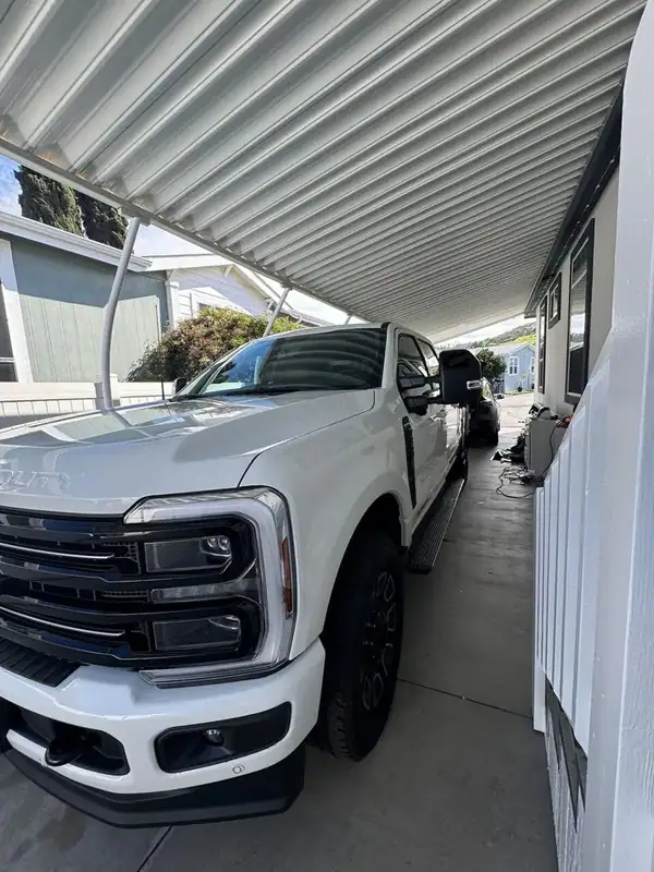 Ford F-250 Platinum front angle showing ceramic window tint — mobile tinting San Diego