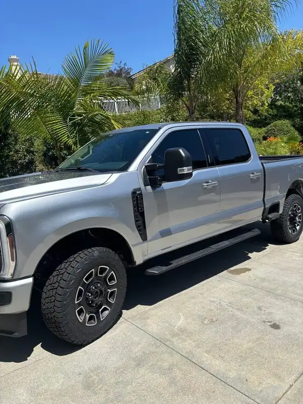 Ford F-250 Super Duty XLT driver side after ceramic window tint install — Rancho Bernardo mobile service