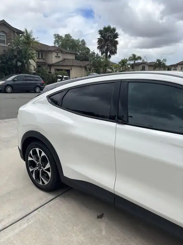 Ford Mustang Mach-E passenger side after ceramic window tint completed on-site — BestAutoTechs San Diego