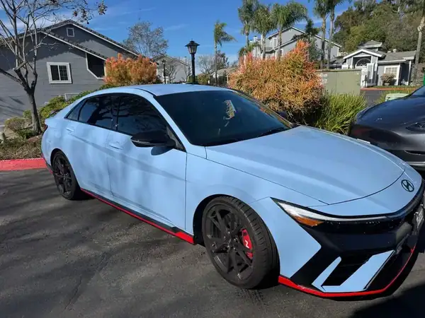 Hyundai Elantra N side profile showing ceramic window tint — BestAutoTechs San Diego