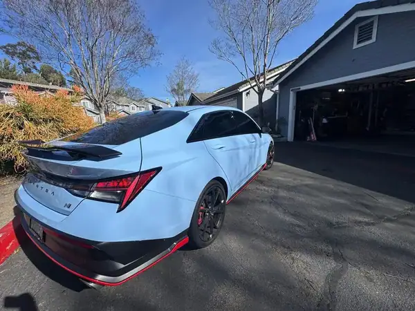 Hyundai Elantra N rear view with ceramic tint on back glass — San Diego mobile service
