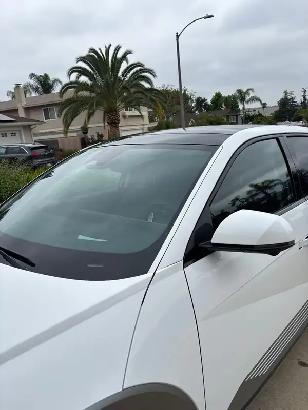 Hyundai Ioniq 5 windshield close-up after 70% HiTek Ceramic IR windshield tint install — BestAutoTechs San Diego mobile