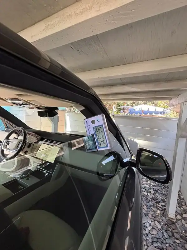 Tint meter on 2026 Range Rover front side glass showing HiTek ceramic IR performance — BestAutoTechs San Diego
