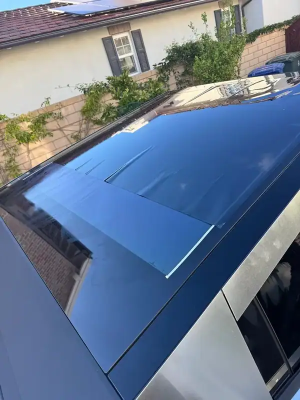 Tesla Cybertruck roof tint close-up showing ceramic film installation — BestAutoTechs San Diego