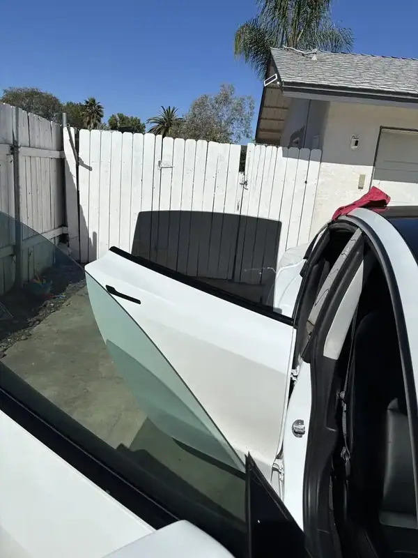 Pearl White 2021 Tesla Model 3 rear three-quarter view after full ceramic window tint install — BestAutoTechs mobile Ramona CA