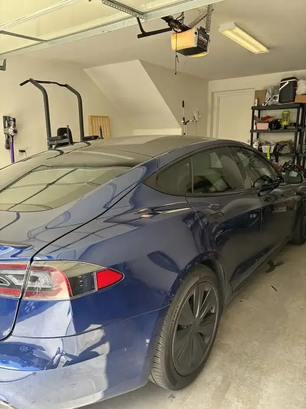 Deep Blue Metallic 2021 Tesla Model S Plaid with ceramic window tint installed by BestAutoTechs mobile window tinting in San Diego