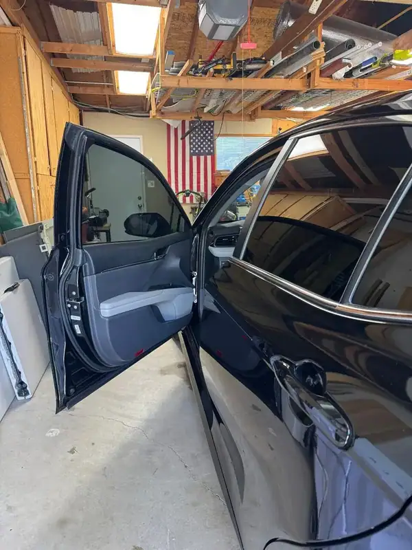 Toyota Camry front angle with ceramic tint on all windows — San Diego mobile service