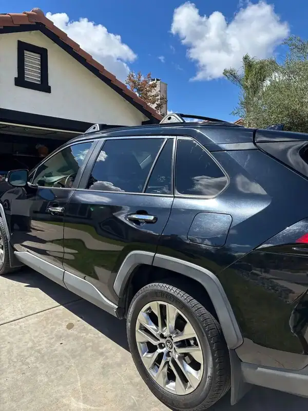 2018 Toyota RAV4 Platinum rear quarter glass after HiTek ceramic IR 70% window tint install — seamless factory finish, BestAutoTechs San Diego mobile